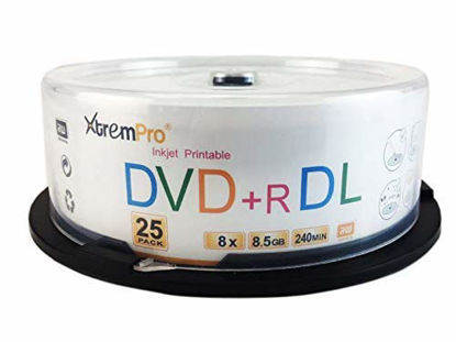 Picture of XtremPro DVD+R DL 8X 8.5GB 240min Recordable & White Inkjet Printable Double Layer DVD 25 Pack Blank Discs in Spindle - 11126