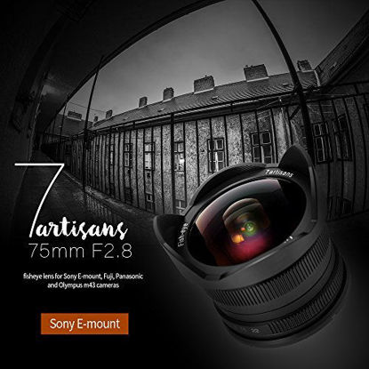 Picture of 7artisans 7.5mm F2.8 APS-C Fisheye Fixed Lens for Sony Emount Cameras with Protective Lens Cap, Lens Hood and Carrying Bag- Black