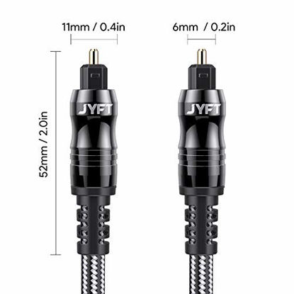 Picture of JYFT Digital Optical Audio Toslink Cable 15ft/4.5m, S/PDIF Port, 24K Gold Plated Connectors, for Home Theater, Sound Bar, TV, PS4, Xbox, Playstation, 1Pack