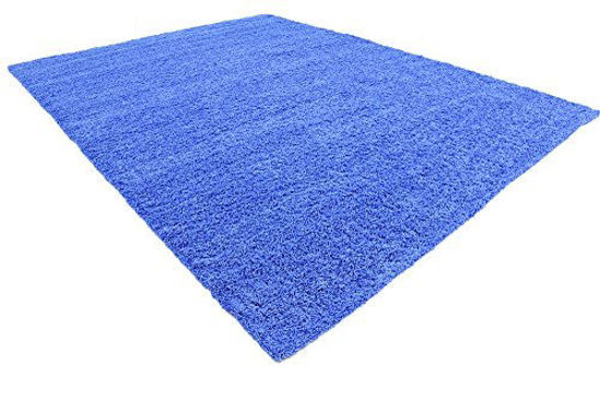 Picture of Unique Loom Solo Solid Shag Collection Modern Plush Periwinkle Blue Area Rug (10' 0 x 13' 0)