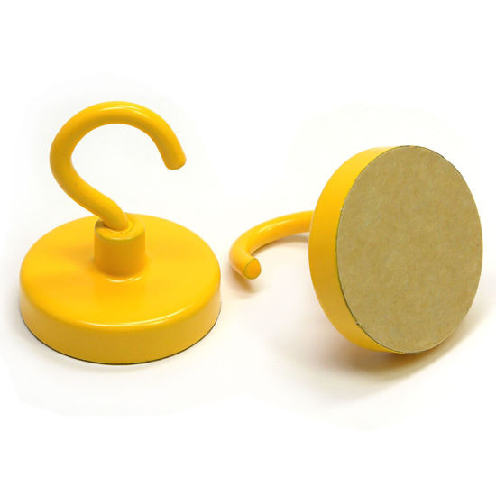 Picture of CMS Magnetics Ceramic Magnetic Hooks 1.26" in Diameter with 18 LB Pulling Power 6-Count (Yellow)