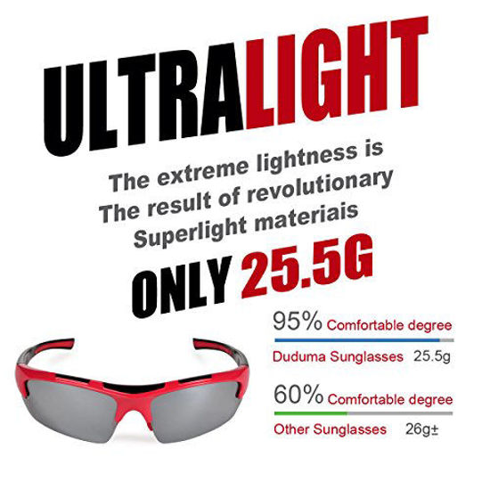 Duduma Polarized Designer Fashion Sports Sunglasses for Baseball Cycling  Fishing Golf Tr62 Superlight Frame (red/black)