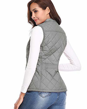 Picture of fuinloth Women's Padded Vest, Stand Collar Lightweight Zip Quilted Gilet Gray XL