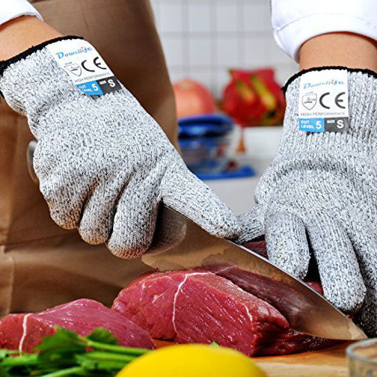 GetUSCart- Dowellife Cut Resistant Gloves Food Grade Level 5 Protection,  Safety Kitchen Cuts Gloves for Oyster Shucking, Fish Fillet Processing,  Mandolin Slicing, Meat Cutting and Wood Carving. (X-Large)
