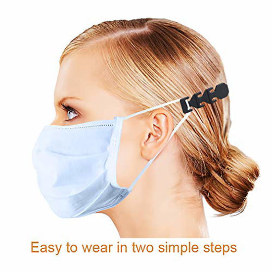 Picture of MIAODAM Adjustable Mask Extender Strap Mask Holder Mask Extender, Masks Extension Hook for Extending Masks Buckle Ear Protectors (30, black)