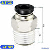 Picture of Tailonz Pneumatic Male Straight 3/8 Inch Tube OD x 1/4 Inch NPT Thread Push to Connect Fittings PC-3/8-N2 (Pack of 10)