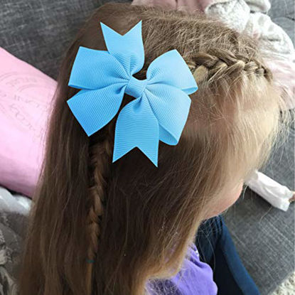 Picture of 40Piece Boutique Grosgrain Ribbon Pinwheel Hair Bows Alligator Clips For Girls Babies Toddlers Teens Gifts In Pairs