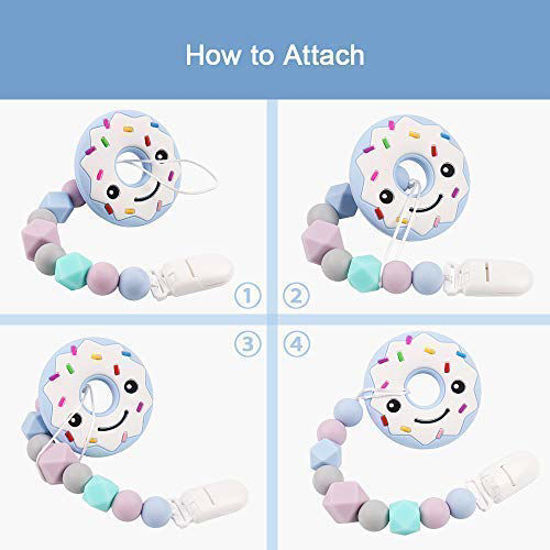 Picture of TYRY.HU Pacifier Clip Soother Chains for Baby Girls, BPA Free Soft Silicone Teething Relief Beads Teether Binky Holder Set(2 Pack)
