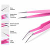 Picture of SIVOTE Lash Tweezers, Pack of 2 Stainless Steel Tweezers for Eyelash Extensions | Straight and Curved Tip | False Lash Application Tools - Pink