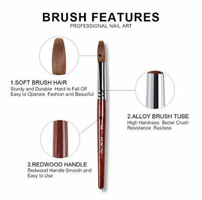 Picture of Rolabling Nail Brush Kolinsky Sable Acrylic Nail Art Brush Professional Red Wooden Nail Brush (18#)