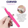 Picture of SIVOTE Lash Tweezers, Pack of 3 Stainless Steel Tweezers for Eyelash Extensions | Straight, Curved Tip and Volume | False Lash Application Tools Set- Pink