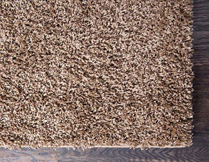 Picture of Unique Loom Solo Solid Shag Collection Modern Plush Sandy Brown Runner Rug (2' 6 x 19' 8)