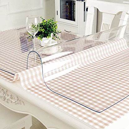 Picture of OstepDecor Custom 54 x 54 Inch Clear Table Cover Protector, 1.5mm Thick Square Table Protector for Dining Room Table, Clear Plastic Tablecloth Protector, Clear Table Cloth Pad for Kitchen Wood Grain