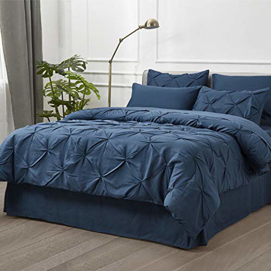 Picture of Bedsure Comforter Full Size Bed in A Bag Navy 8 Pieces Full Size Comforter Sets - 1 Full Comforter (82x86 Inches), 2 Pillow Shams, 1 Flat Sheet, 1 Fitted Sheet, 1 Bed Skirt, 2 Pillowcases