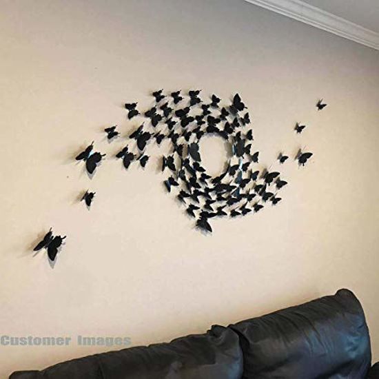 Picture of 24pcs 3D Butterfly Removable Mural Stickers Wall Stickers Decal for Home and Room Decoration (Black)