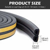 Picture of Weather Stripping for Door,Insulation Weatherproof Doors and Windows Soundproofing Seal Strip,Collision Avoidance Rubber Self-Adhesive Weatherstrip,2 Pack,Total 33Feet Long (Black)