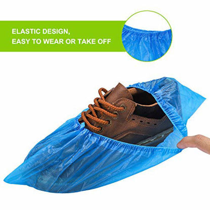 Picture of Fuxury Shoe Covers Disposable 100 Pack(50 Pairs) Disposable Shoe Boot Covers Waterproof Non Slip Shoes Protectors Covers Durable Boot&Shoes Covers,One Size Fits All,Blue