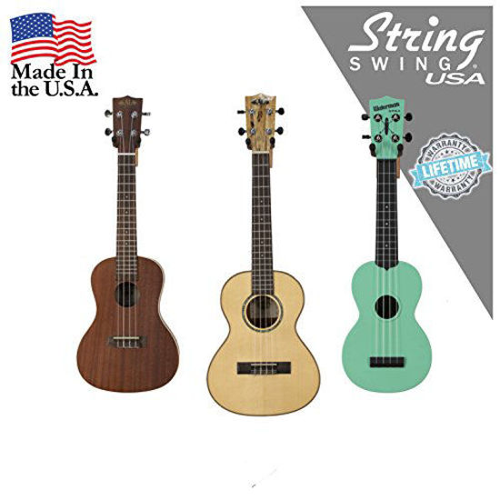 Picture of String Swing Ukulele Wall Mount Stand for Mandolin Ukele - Concert Pineapple Soprano Tenor and Baritone Compatible - Case Alternative Kit for Home or Studio - Black Walnut Hardwood CC01UK-BW