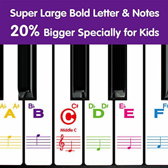 Piano Keyboard Stickers for 88/61/54/49/37 Key, Bold Large Letter