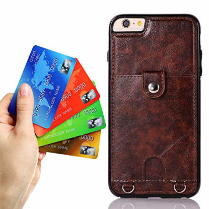 Picture of Jaorty PU Leather Wallet Case for iPhone 6/6S Necklace Lanyard Case Cover with Card Holder Adjustable Detachable Anti-Lost Neck Strap for 4.7 inch Apple iPhone 6 iPhone 6S,Brown