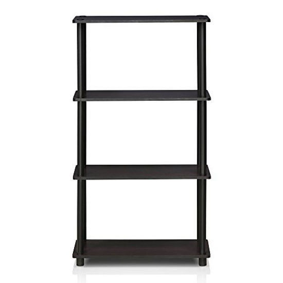 Picture of Furinno Turn-N-Tube 4-Tier Multipurpose Shelf Display Rack, Single, Dark Walnut