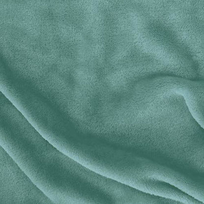 Picture of Exclusivo Mezcla King Size Flannel Fleece Velvet Plush Bed Blanket as Bedspread/Coverlet/Bed Cover (90" x 104", Celadon) - Soft, Lightweight, Warm and Cozy