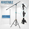 Picture of Pyle Heavy Duty Microphone Stand - Height Adjustable from 51.2'' to 78.75'' Inch High w/ Extendable Telescoping Boom Arm 29.5'' and Stable Tripod Base - Clutch in T-Bar Adjustment Point PMKS56