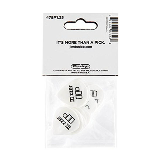 Picture of Jim Dunlop 478P1.35 Tortex White Jazz III, 1.35mm, 12/Player's Pack