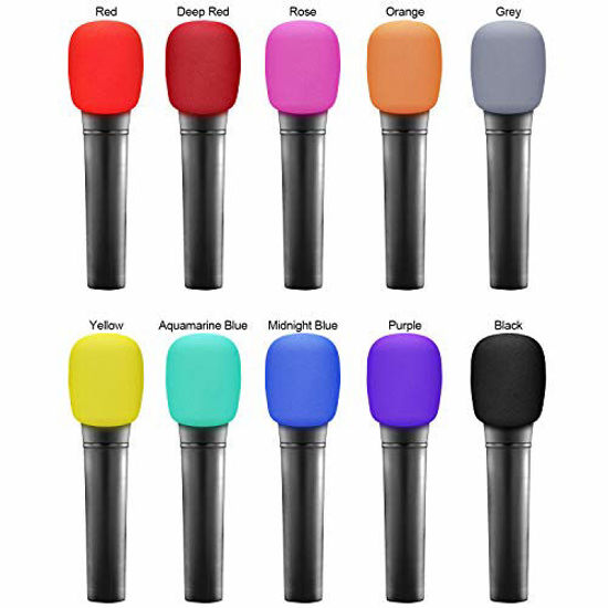 Picture of ChromLives Colorful Microphone Cover Microphone Windscreen Foam Cover Top Grade 10 Pack