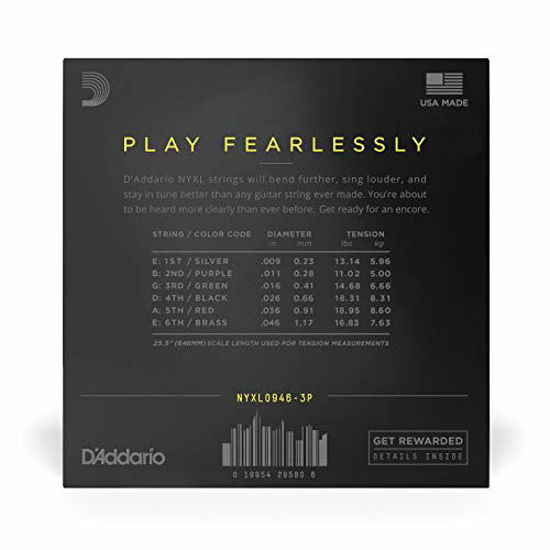 Picture of D'Addario Nyxl0946 Nickel Wound Electric Guitar Strings, Super Light Top/ Regular Bottom, 9-46, 3 Sets (NYXL0946-3P)