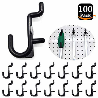 Picture of Pegboard Hooks 100-packs J Shape Peg Hooks Black Peg Hook Assortment (100)