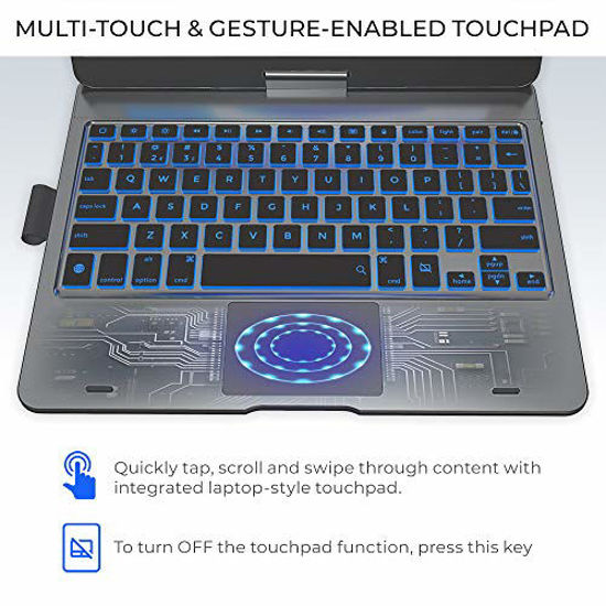 Picture of Typecase Touch iPad Keyboard Case with Trackpad for 10.2-inch iPad 8th Generation (2020), 7th Gen, Air 3, Pro 10.5-10 Color Backlight, 360° Protective Slim Cover with Pencil Holder (Space Gray)