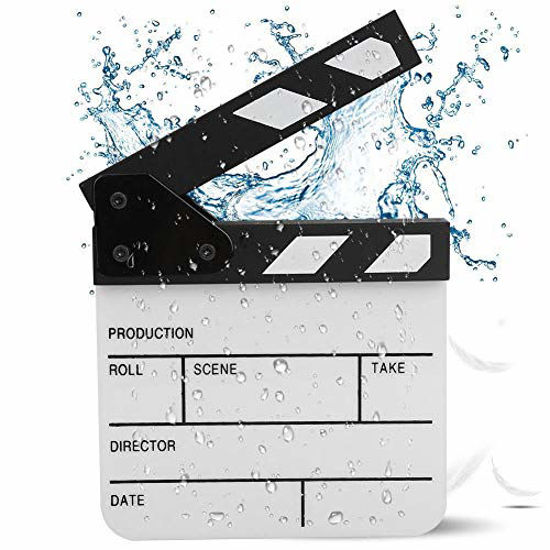 Picture of Clap Board,Mini Acrylic Director Scene Clapperboard Classic Movie Film Clap Board with a Pen,for Shoot Props/Advertisement/Home Decoration/Cosplay/Background(Black and White whiteboard PAV1BWE3S)