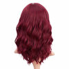 Picture of ENTRANCED STYLES Wine Red Wigs with Bangs for Women Synthetic Short Wavy Bob Wigs Wine Red Color 14 Inches Curly Wig Natural Looking