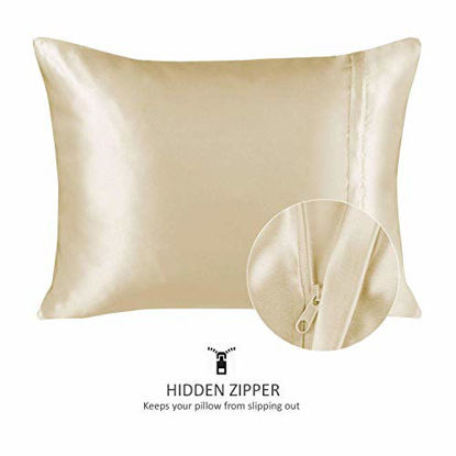 Picture of ShopBedding Luxury Satin Pillowcase for Hair - King Satin Pillowcase with Zipper, Ivory (Pillowcase Set of 2) - Blissford