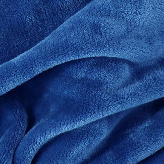 Picture of Exclusivo Mezcla Twin Size Flannel Fleece Velvet Plush Bed Blanket as Bedspread/Coverlet/Bed Cover (90" x 66",Cobalt Blue) - Soft, Lightweight, Warm and Cozy