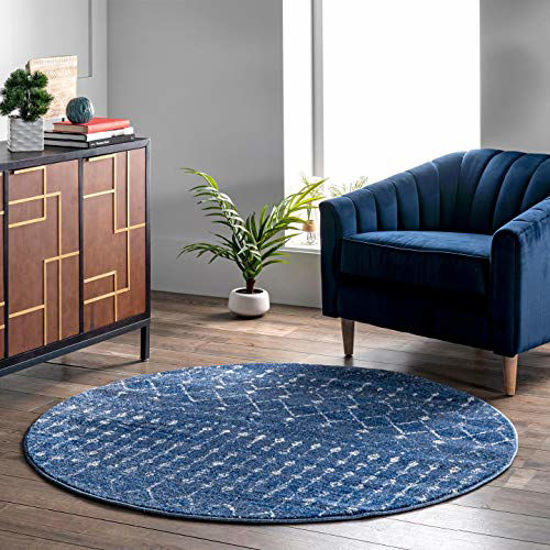 Picture of nuLOOM Moroccan Blythe Area Rug, 6' 7" x 9' Oval, Dark Blue