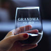 Picture of Grandma Est 2021 - New Grandmother Stemless Wine Glass Gift for First Time Grandparents - Bold Large 17 Oz Glasses