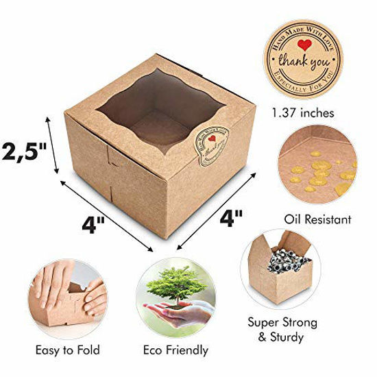 GetUSCart- Premium 4x4x2.5 Inches Small Cookie Boxes with Window [50 ...