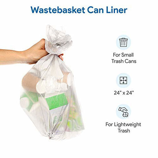 Clear plastic shop wastebasket liners