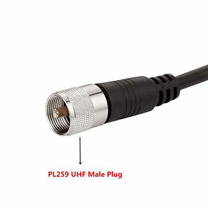 Picture of CB Coax Cable, CB Antenna Cable, 20ft RG8x Coaxial Cable RFAdapter UHF Male to Male Low Loss, 50 Ohm for HAM Radio, Antenna Analyzer, Dummy Load, SWR Meter