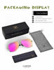 Picture of LUENX Women Aviator Sunglasses Polarized Shades Flexible Spring Hinge - Rose red Mirror Lens Rose Gold Metal Frame 60mm