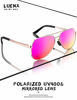 Picture of LUENX Women Aviator Sunglasses Polarized Shades Flexible Spring Hinge - Rose red Mirror Lens Rose Gold Metal Frame 60mm