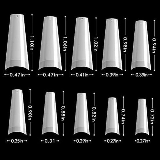 Picture of Nail Tips Coffin Shape - Natural Acrylic Nail Tips 500pcs Half Cover French Nail Tips with Box, INFELING False Nails Fake Nail Tips for Nail Salons and DIY Nail Art at Home, 10 Sizes