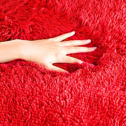 Picture of LOCHAS Ultra Soft Indoor Modern Area Rugs Fluffy Living Room Carpets for Children Bedroom Home Decor Nursery Rug, 2x3 Feet Red