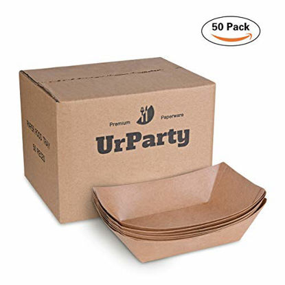 Picture of URPARTY - Premium Brown Disposable Paper Food Serving Tray - 2.5 lb capacity - Heavy Duty - Large 50 pcs