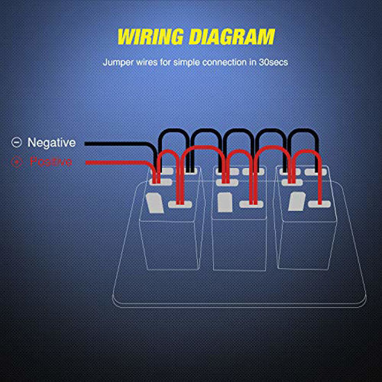 Picture of Nilight 3 Gang Aluminum Rocker Switch Panel Toggle Dash 5 Pin ON/Off Pre-Wired Rocker Switch GreenBacklit Switch for Automotive Cars Marine Boats RVs, green (90127C)