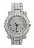 Picture of Bling-ed Out Silver Round Luxury Mens Watch w/Bling-ed Out Cuban Bracelet - L0504B - Cuban (Silver)