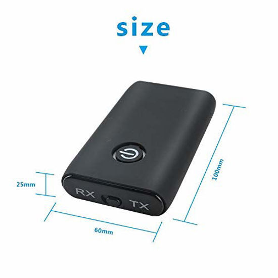 Picture of Upgraded Version FKH Portable Bluetooth Transmitter for TV, Low Latency Wireless Audio Adapter for 3.5mm Stereo, Pairs Bluetooth Headphones/Speakers