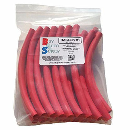 Picture of Buy Auto Supply # BAS13804R (25 Count) Red 3:1 Heat Shrink Tubing Dual Wall Adhesive Lined, Automotive & Marine Grade - Size: I.D 3/8" (9.5mm) - 6 Inch Sections